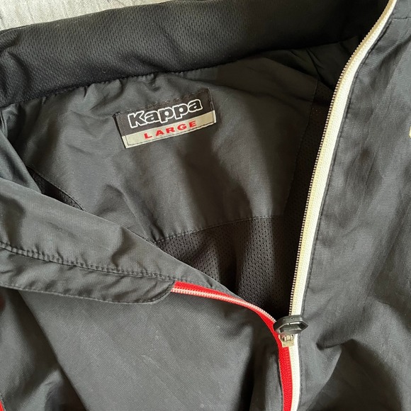 Kappa Mens Black Red Zip Up Athletic Jacket Size Large Hooded - Picture 3 of 10